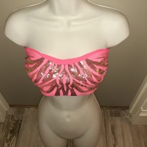 Coral/Pink & Gold Bathing Suit Top